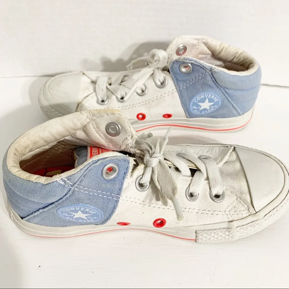 Converse All Star Chuck Taylor Mid Top Lace Up Two Toned Sneakers Blue and White